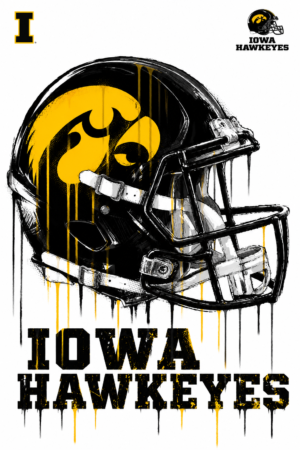 Black and Gold Iowa Hawkeyes Football Helmet Wall Art