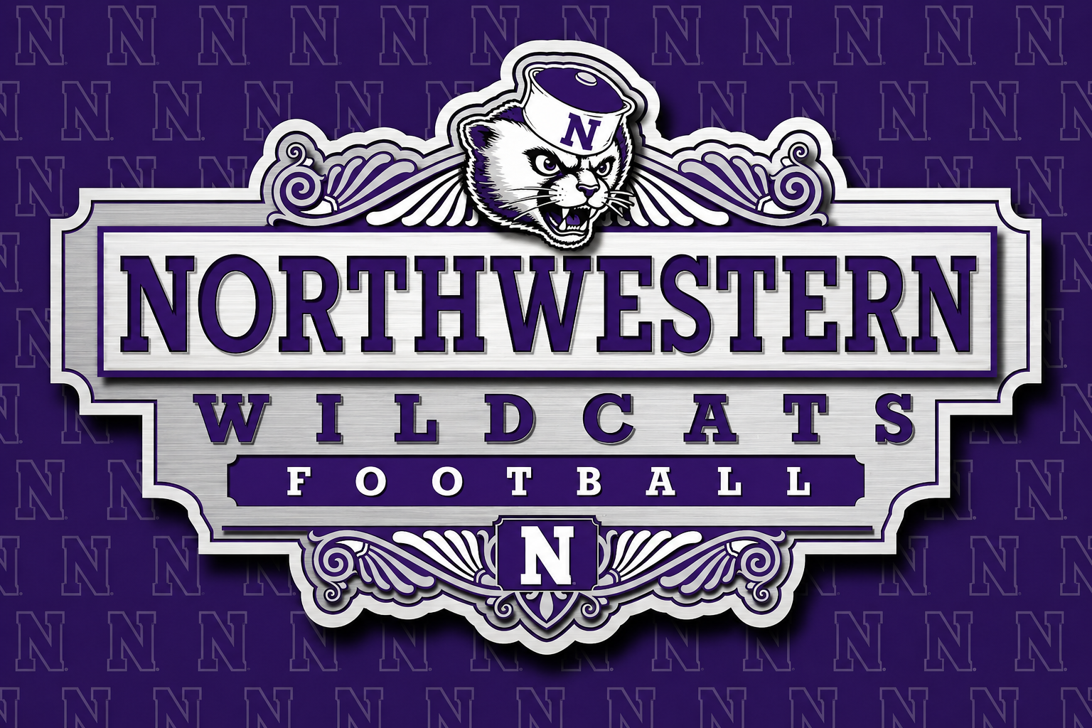 Northwestern Wildcats Football Decorative Wall Sign