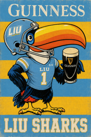 LIU Sharks Football Shark Guinness Graphic Wall Art