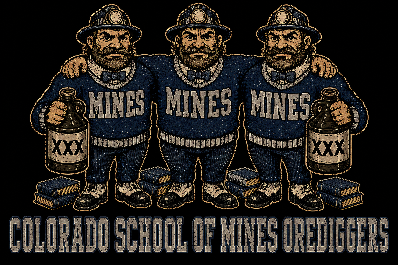 Colorado School of Mines Orediggers Miner Trio Graphic