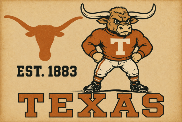Texas Longhorn Mascot Vintage-Style Wall Art