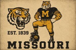Missouri Tiger Football Vintage-Style Wall Art Print