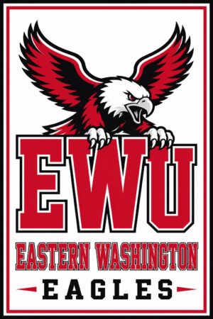 Eastern Washington Eagles Red Black Eagle Wall Art Print