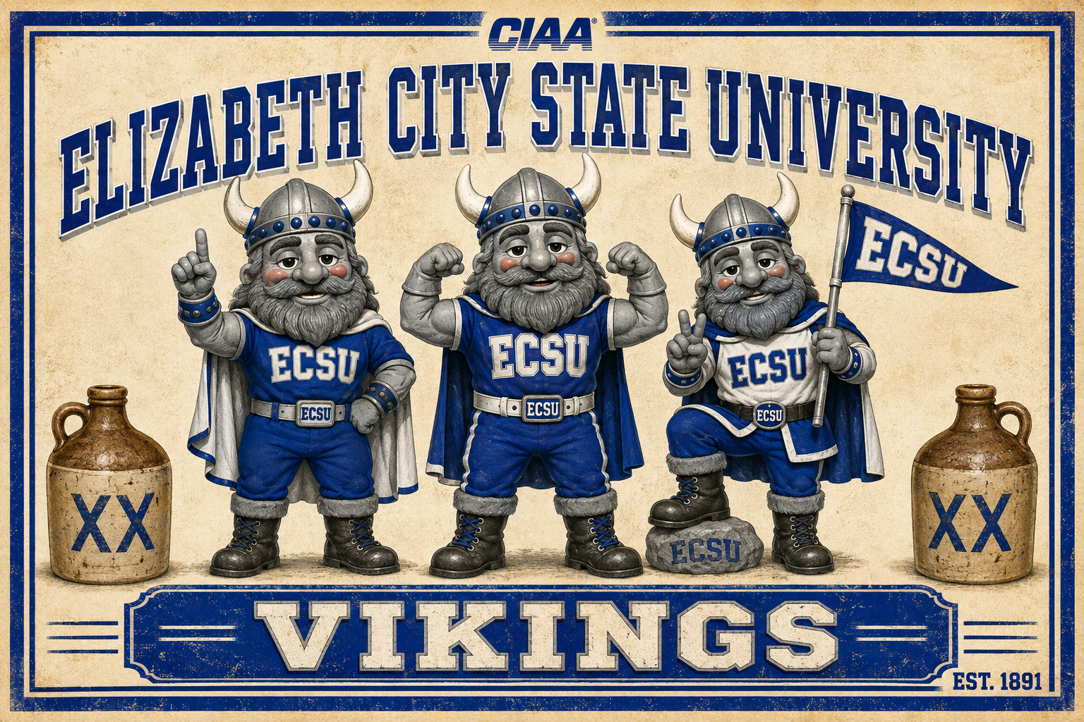 Elizabeth City State University Vikings Vintage-Style Wall Art