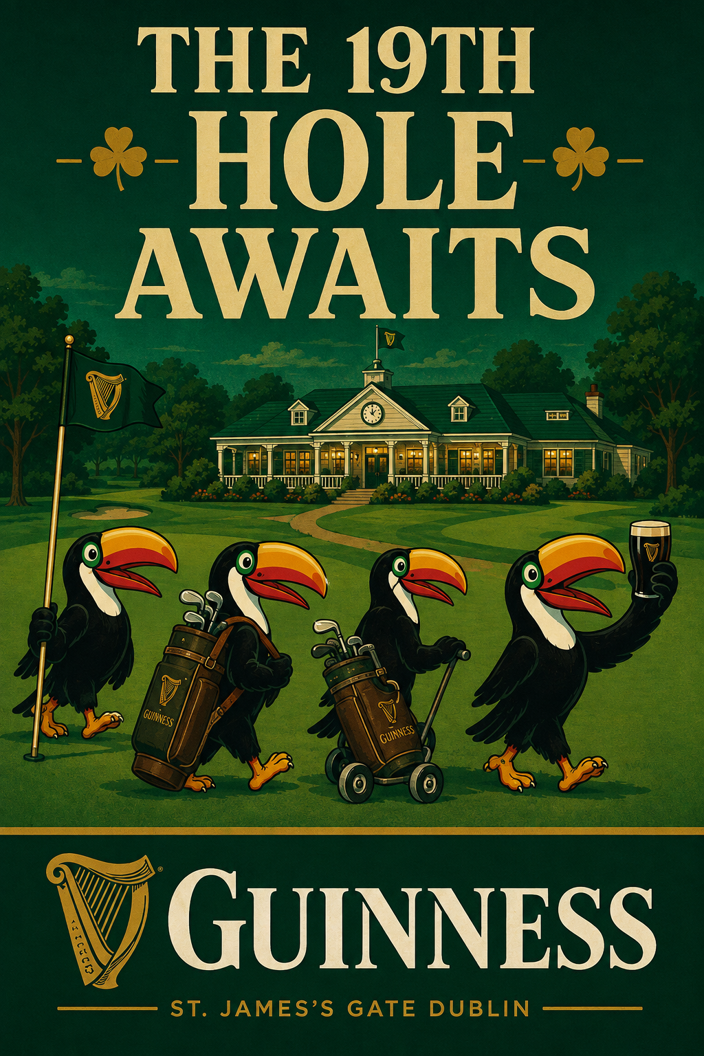 Guinness 19th Hole Golf Toucan Printed Wall Art