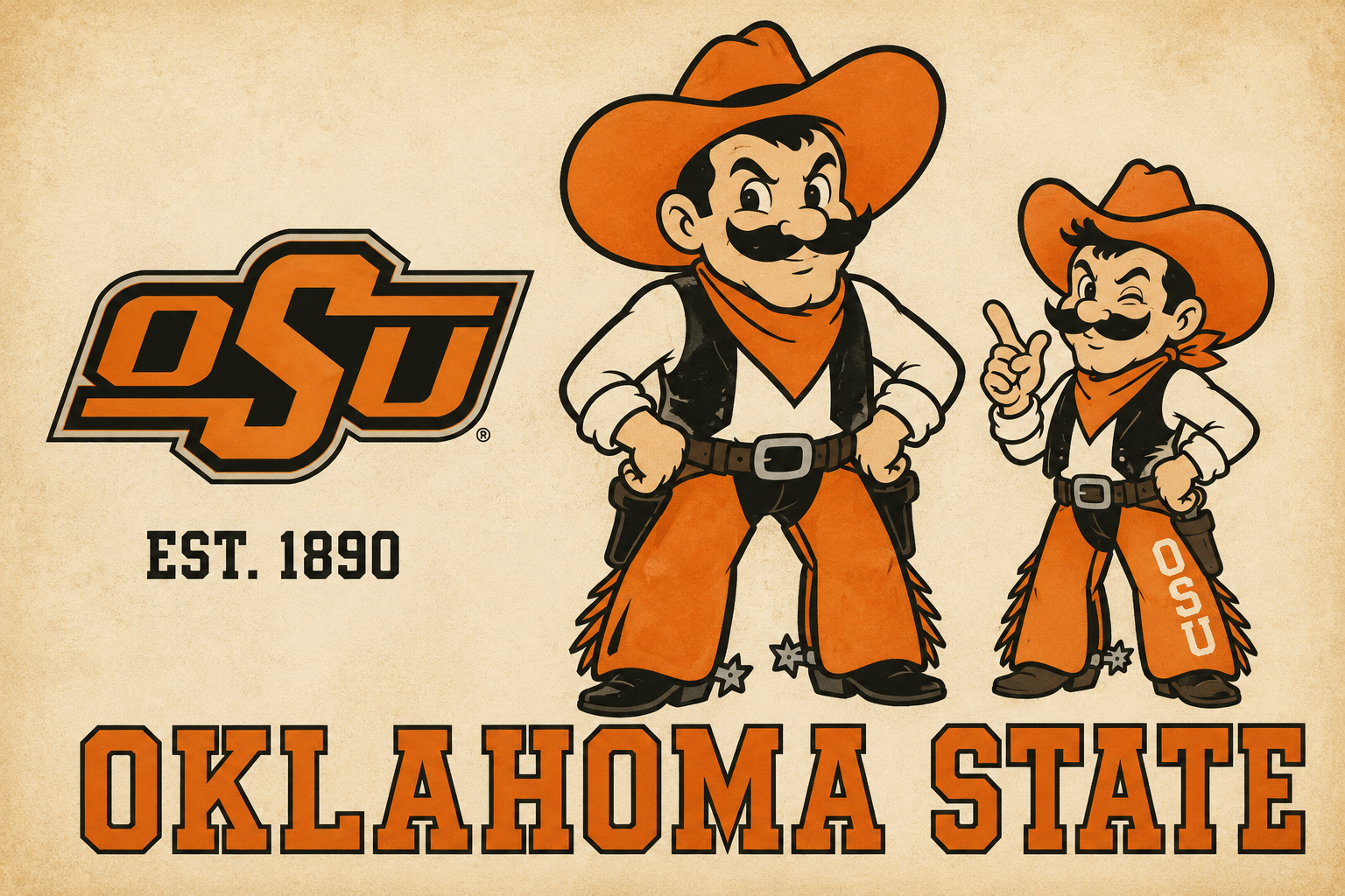 Oklahoma State Western Cowboy Wall Art Print