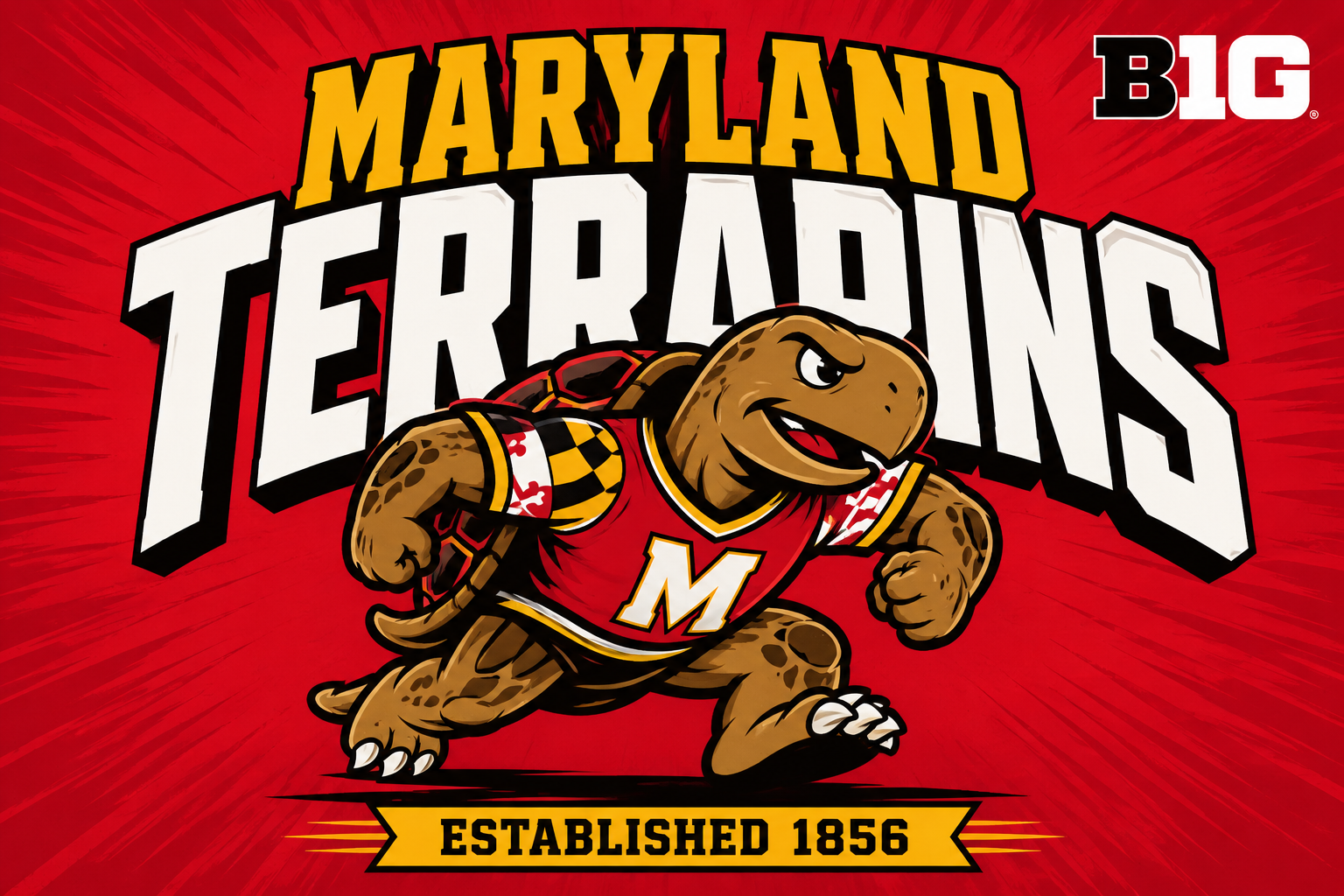 Maryland Terrapins Turtle Mascot Graphic Wall Art
