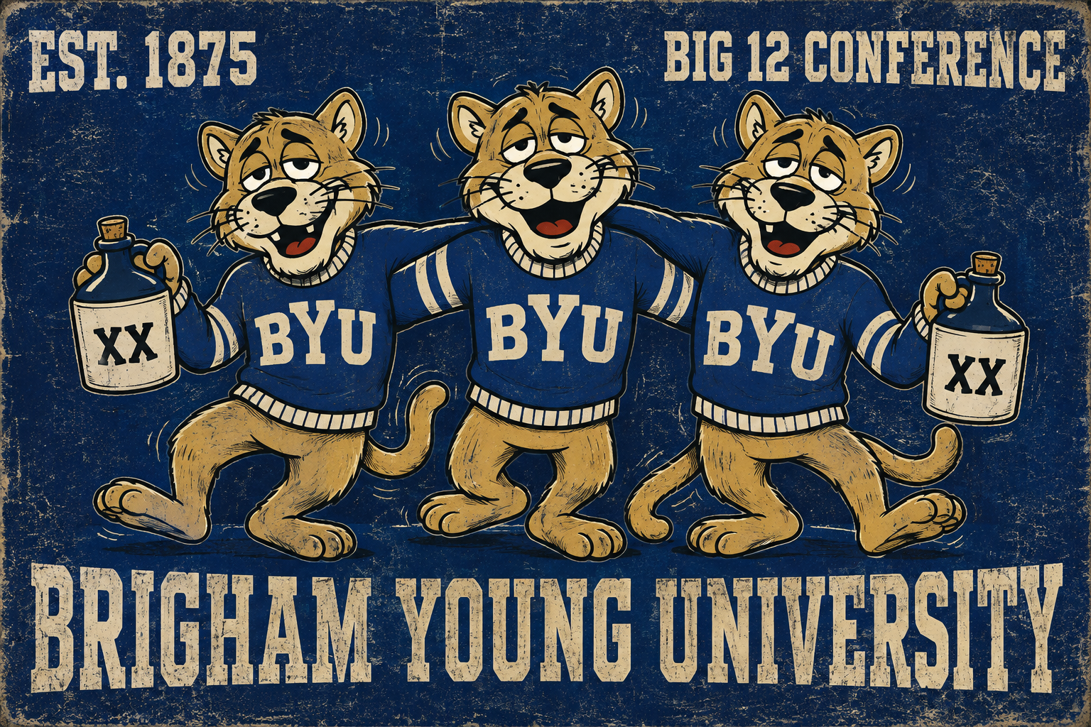 BYU Cougars Big 12 Distressed-Style Printed Wall Art