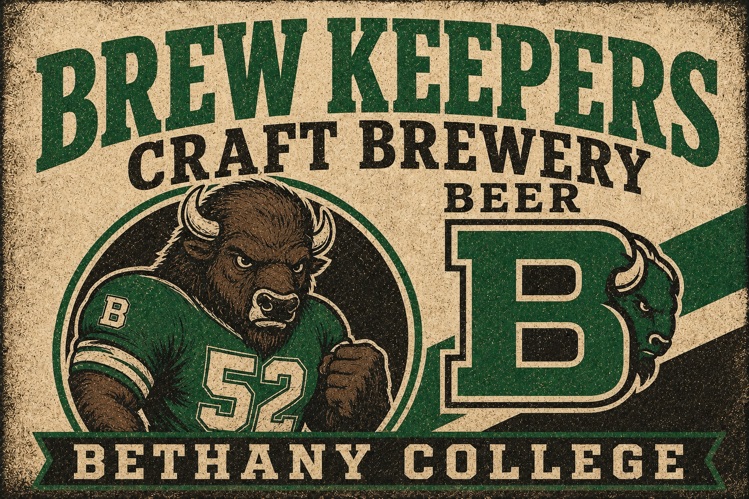 Bethany College Brew Keepers Bison Vintage-Style Wall Art