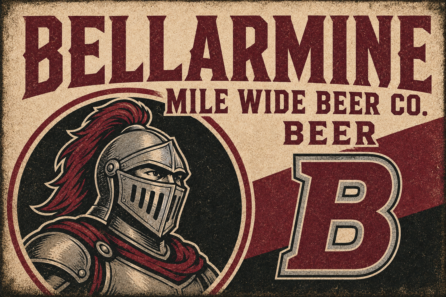 Bellarmine Mile Wide Beer Co. Retro Knight Wall Art