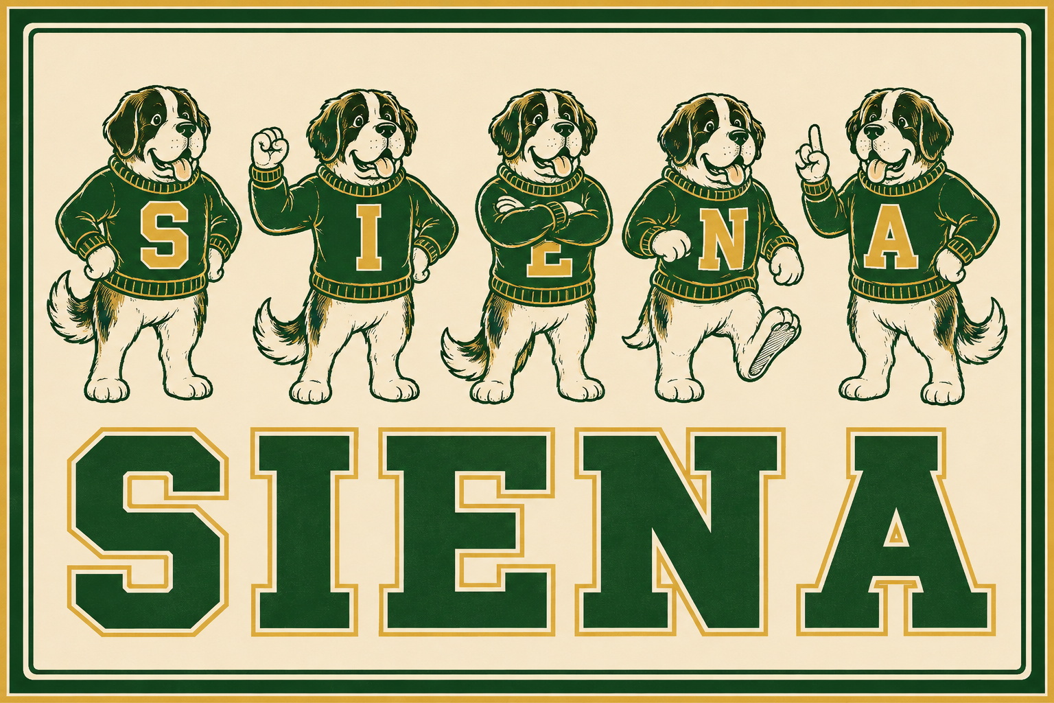 Vintage-Style Saint Bernard Dogs SIENA Wall Art
