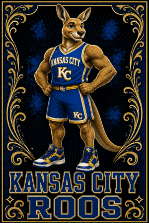 Kansas City Roos Kangaroo Basketball Wall Art
