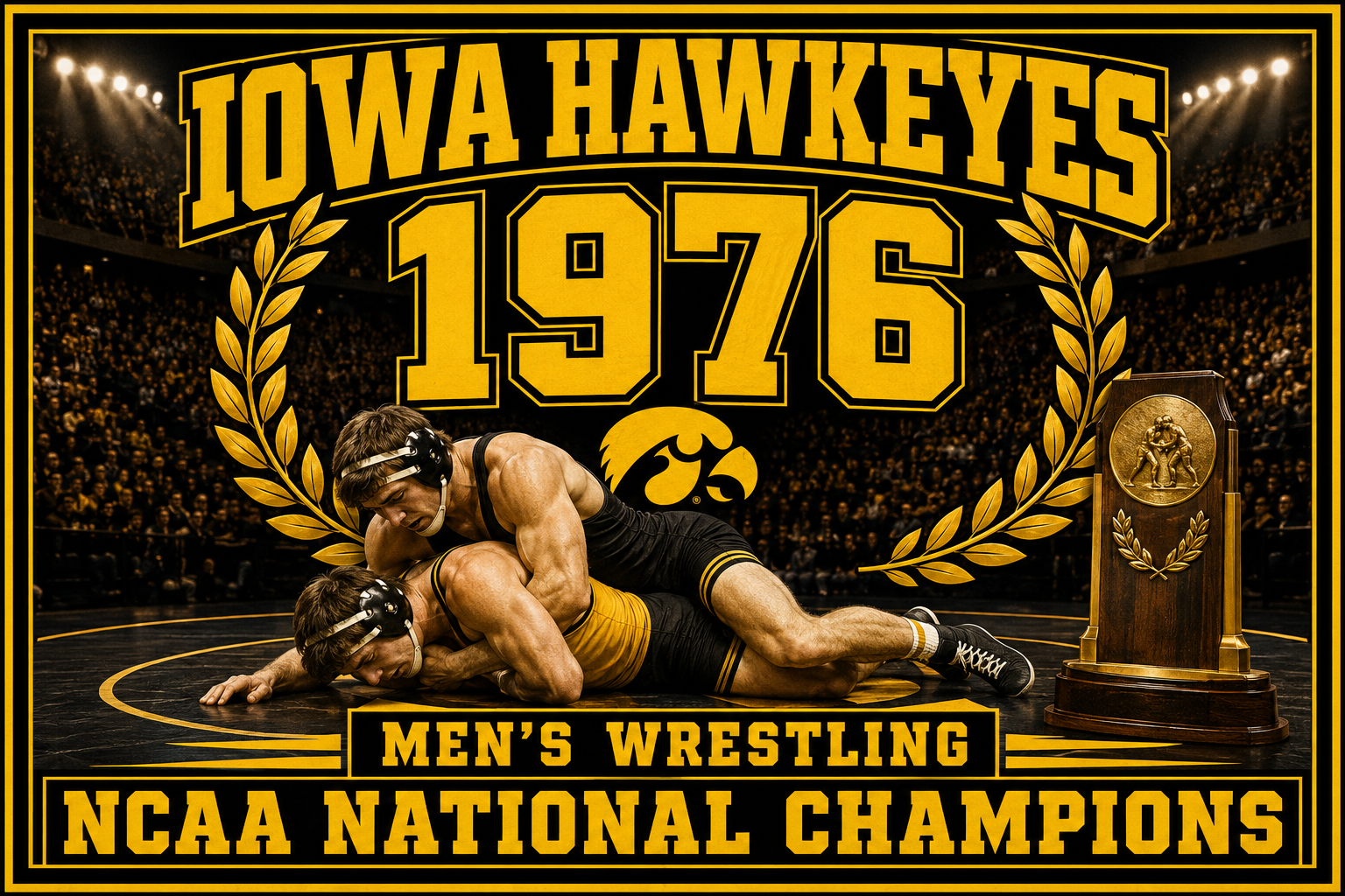 Iowa Hawkeyes 1976 Men’s Wrestling Championship Wall Art