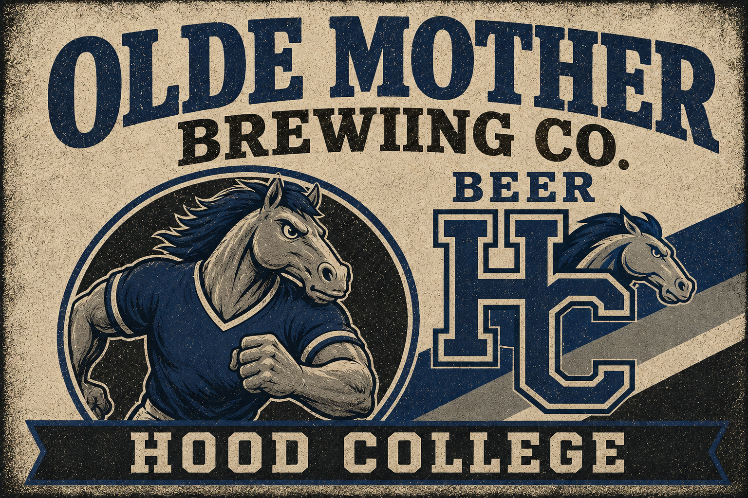 Olde Mother Brewing Co. Hood College Horse Beer Sign