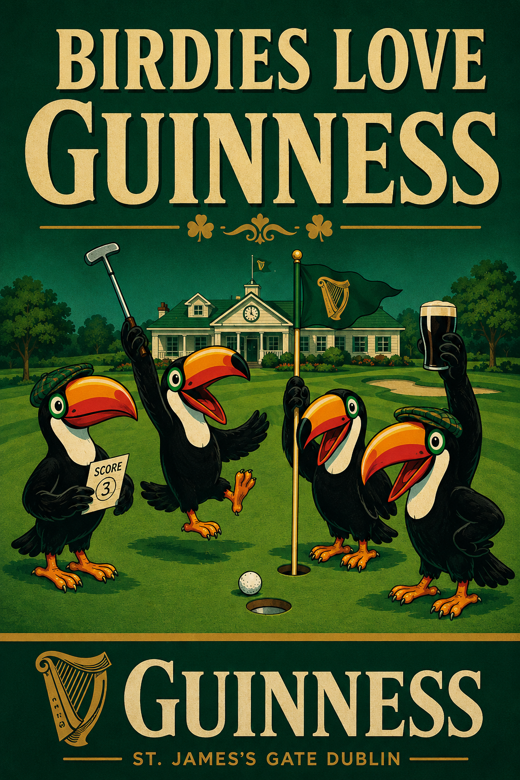 Birdies Love Guinness Golf-Themed Printed Wall Art
