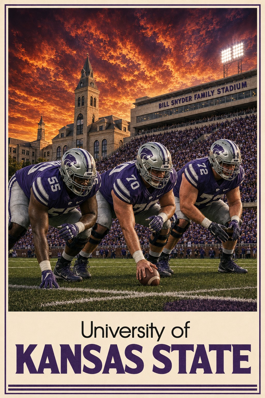 Kansas State Football Stadium Sunset Wall Art Print