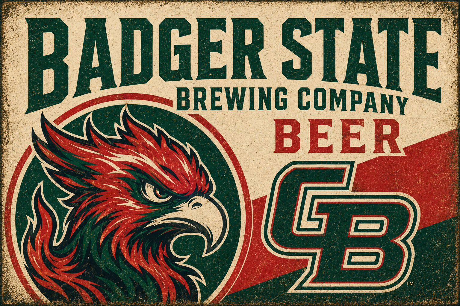 Badger State Brewing Company Eagle Beer Vintage-Style Graphic