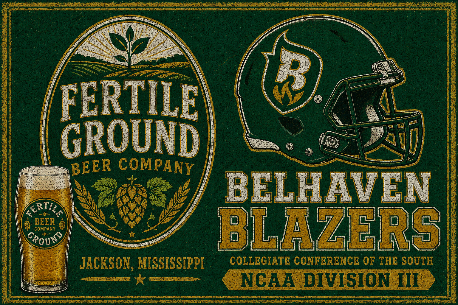 Fertile Ground Beer Company Belhaven Blazers Retro Wall Art