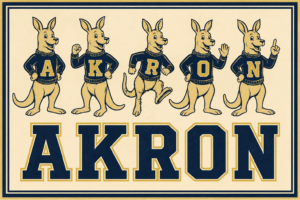 Akron Kangaroo Lettering Wall Art Print