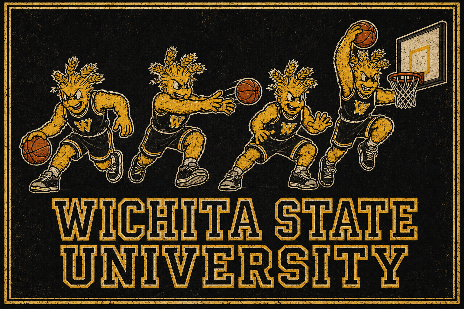 Wichita State Basketball Vintage-Style Wall Art