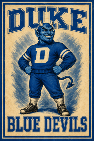 Blue Devils Vintage-Style Football Demon Wall Art