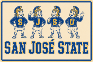 San Jose State Cartoon Helmeted Figures Wall Art