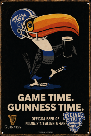 Indiana State Football Guinness Game Time Metal Sign