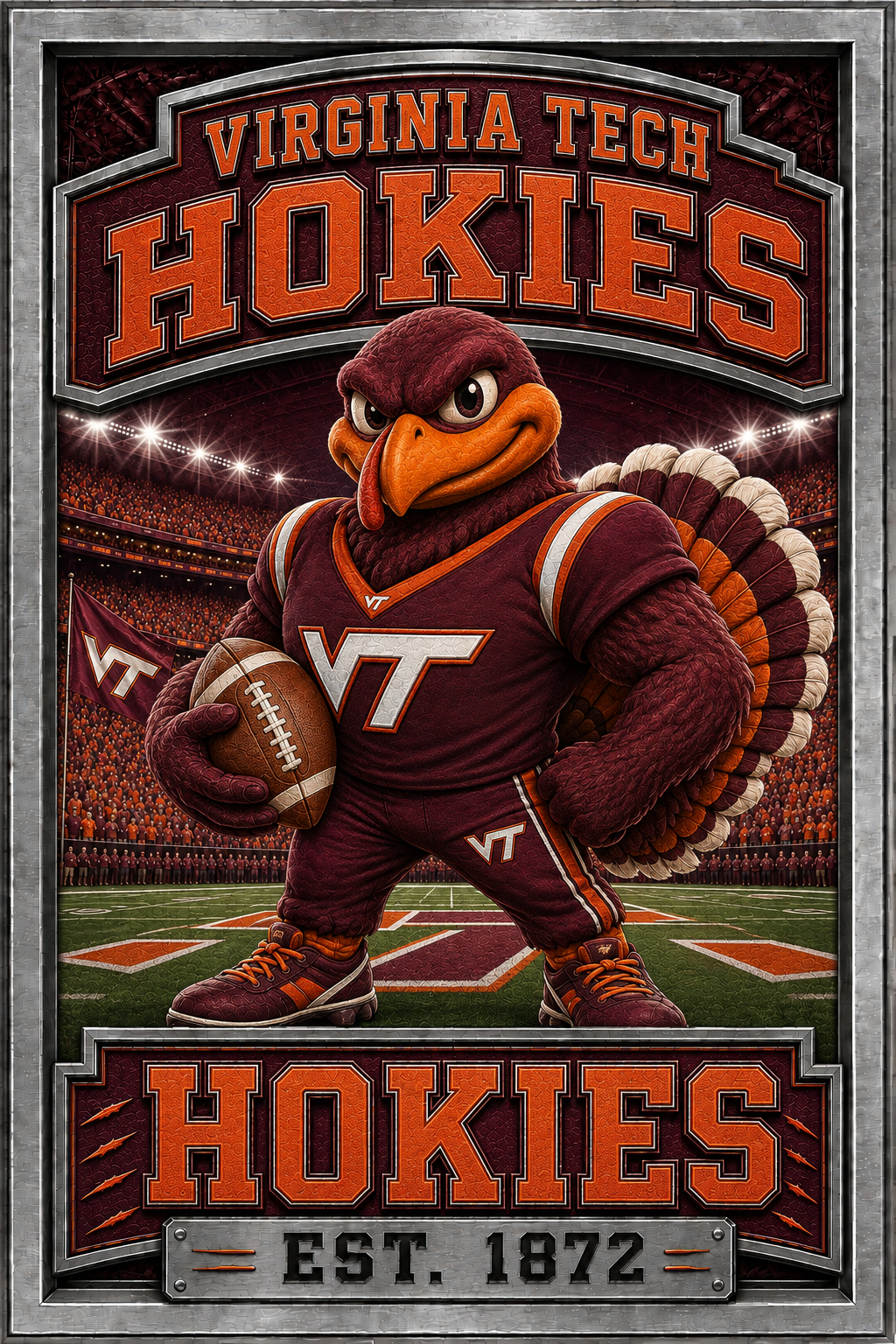 Virginia Tech Hokies Football Mascot Stadium Wall Art