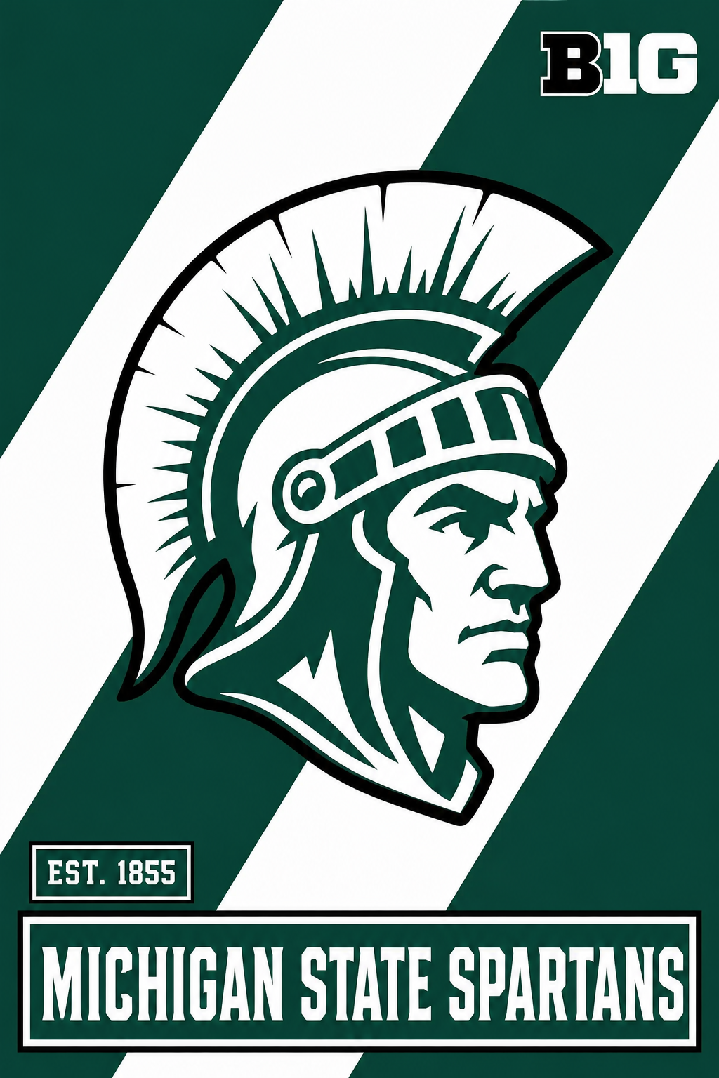 Michigan State Spartans Green and White Spartan Wall Art