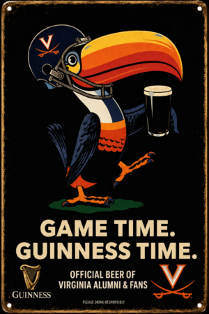 Game Time Guinness Virginia Cavaliers Metal Wall Sign