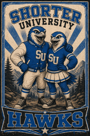 Shore University Hawks Eagle Mascots Vintage-Style Wall Art