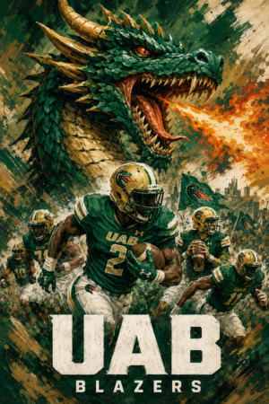 UAB Blazers Dragon Football Poster Design