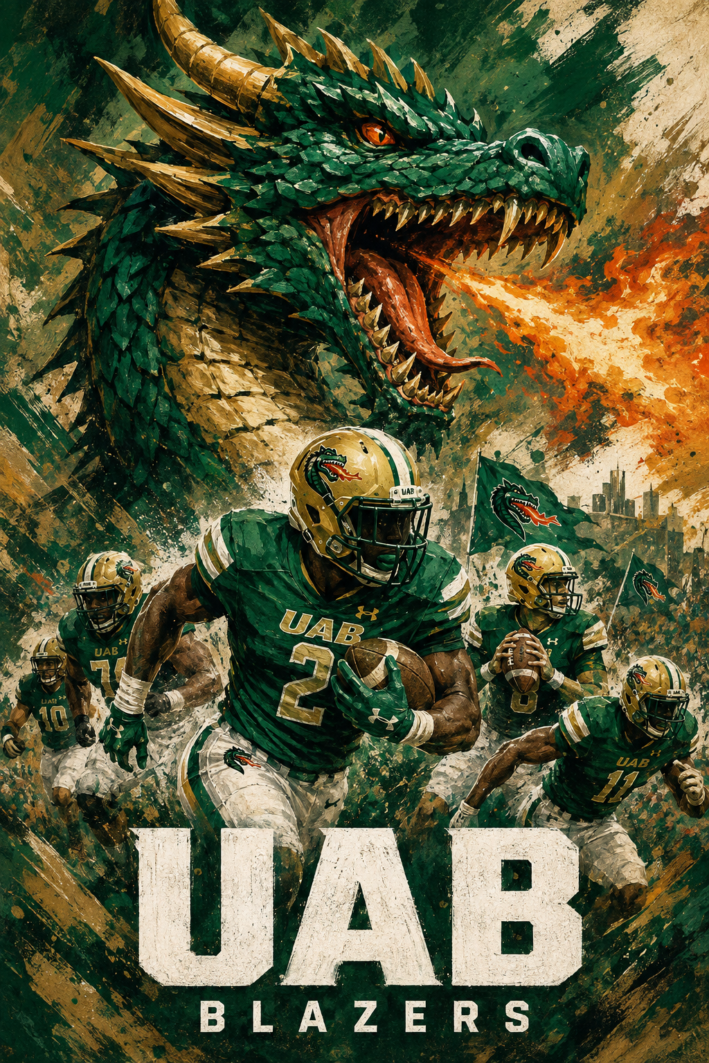 UAB Blazers Dragon Football Poster Design