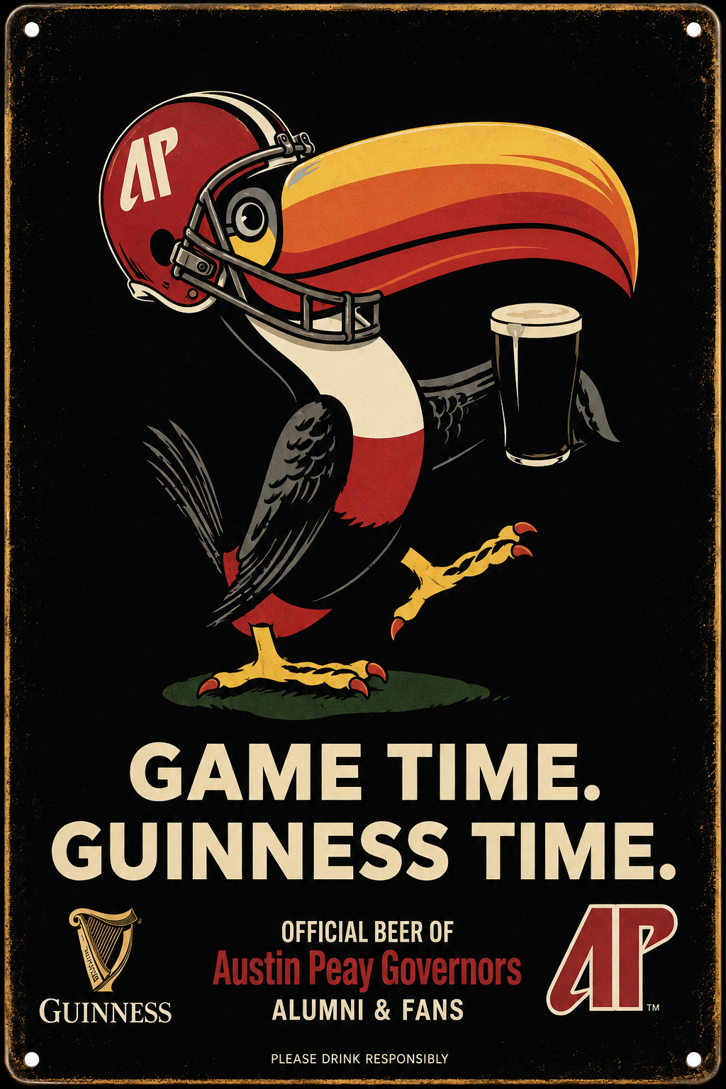 Game Time Guinness Austin Peay Governors Style Metal Sign