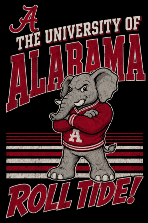 Alabama Elephant Roll Tide Vintage-Style Graphic