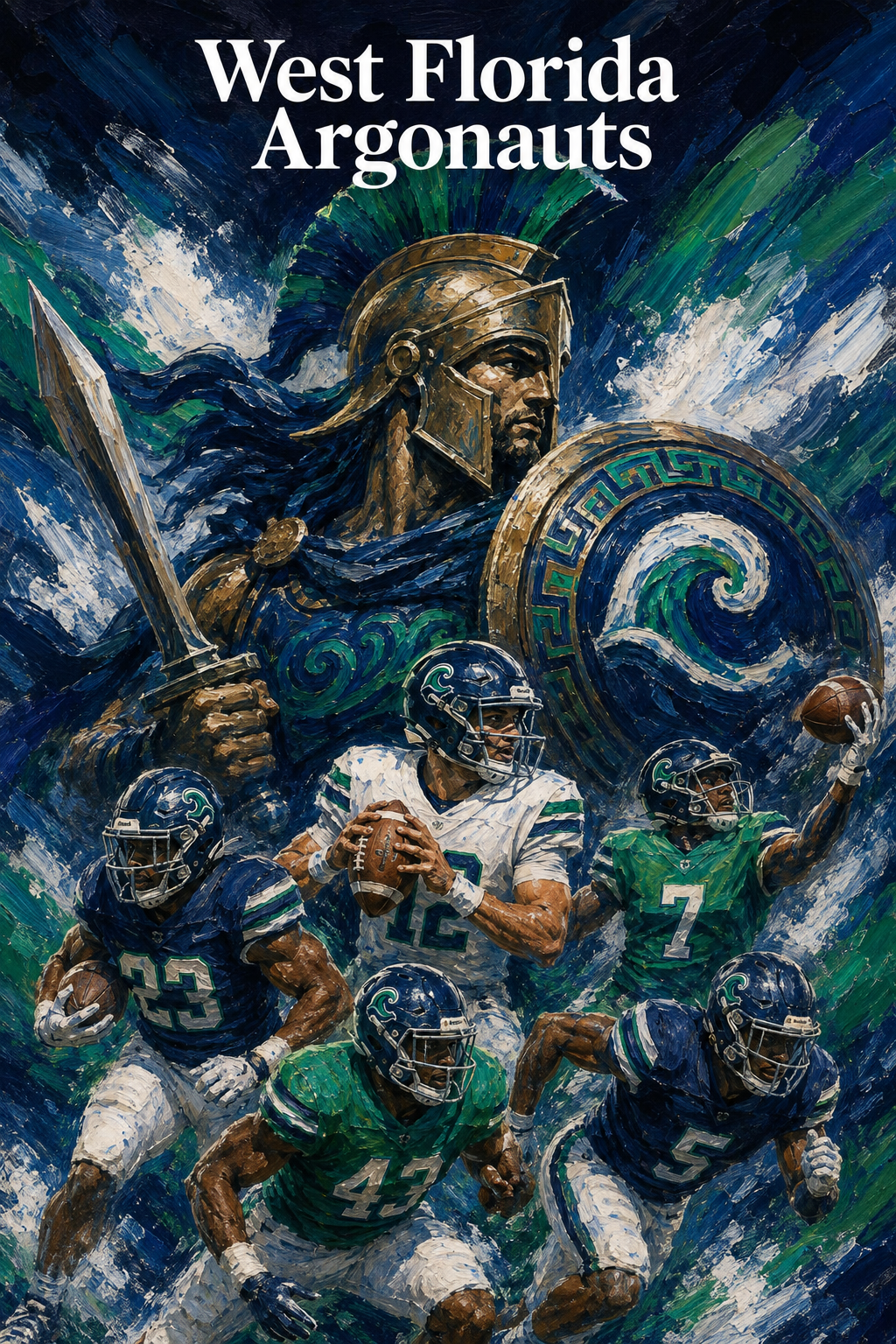 West Florida Argonauts Football Warrior Wave Artwork