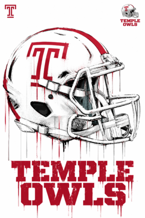 Temple Owls Football Helmet Graphic Wall Art
