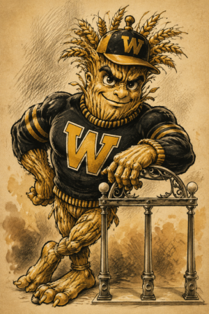 Sepia Wheat Mascot “W” Vintage-Style Wall Art