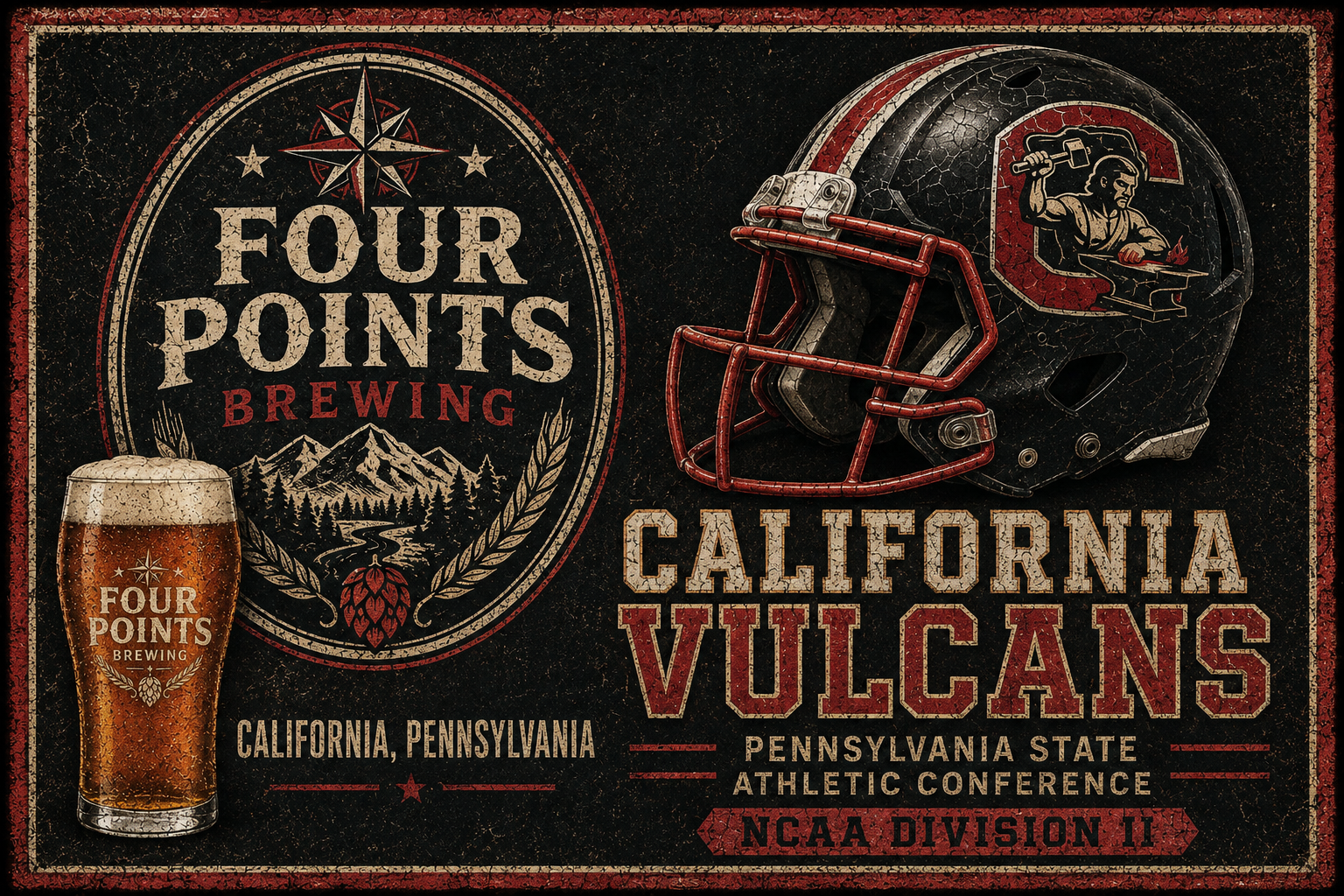 Four Points Brewing California Vulcans Vintage-Style Wall Art