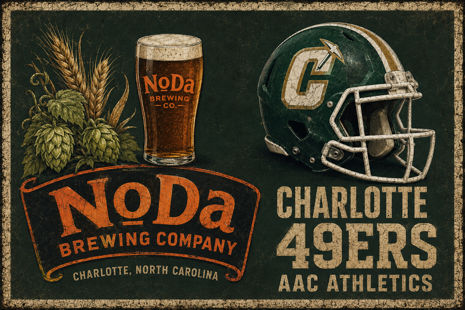 NODA Brewing Company Charlotte 49ers Beer & Hops Wall Art