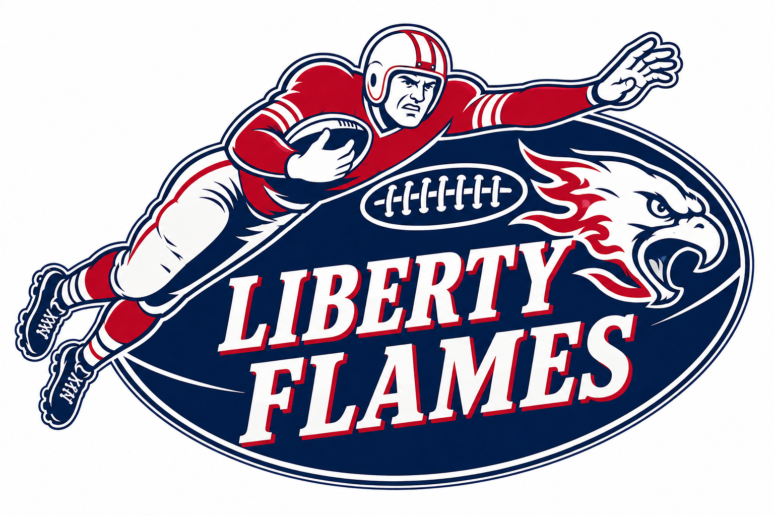 Liberty Flames Football Player and Eagle Graphic Wall Art