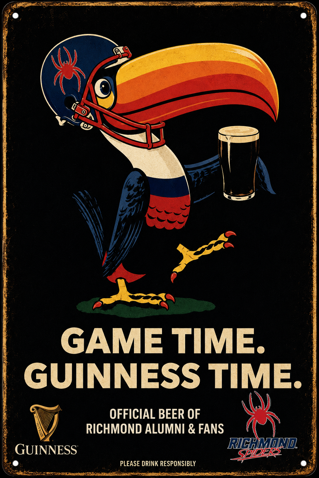 Guinness Richmond Spiders Game Time Vintage-Style Metal Sign