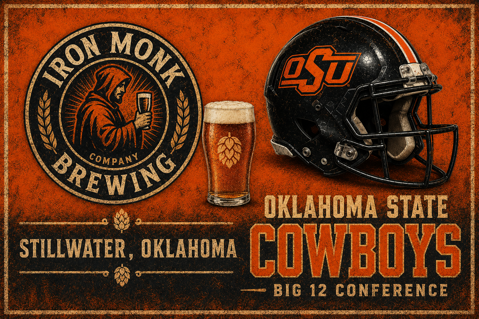 Oklahoma State Cowboys Brewery-Themed Vintage Wall Art
