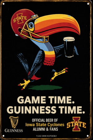 Iowa State Game Time Guinness Beer Metal Sign