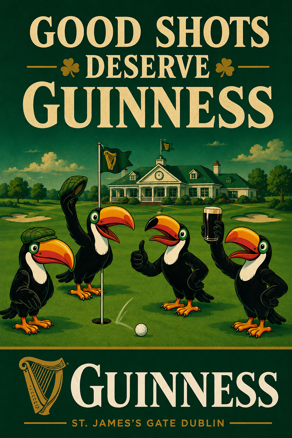 Good Shots Deserve Guinness Toucan Golf Wall Art