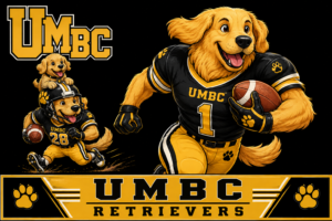 UMBC Retrievers Football Dogs Black and Gold Wall Art