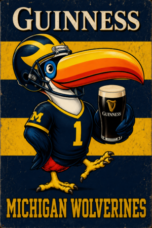 Michigan Wolverines Football Raven and Stout Vintage Wall Art