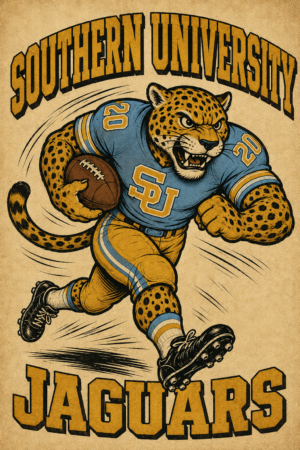 Southern University Jaguars Retro Football Graphic Wall Art