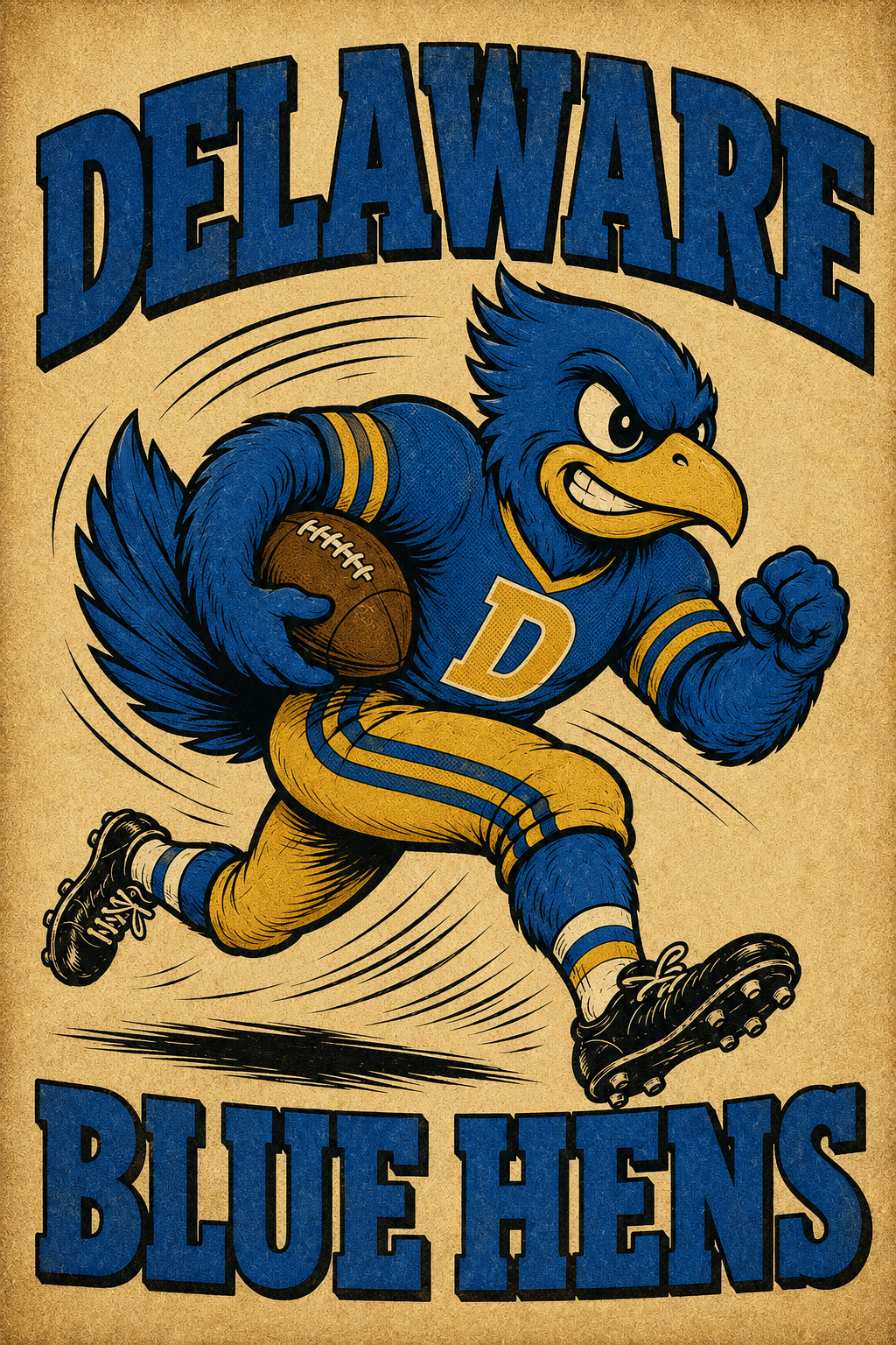 Delaware Blue Hens Football Mascot Wall Art Print