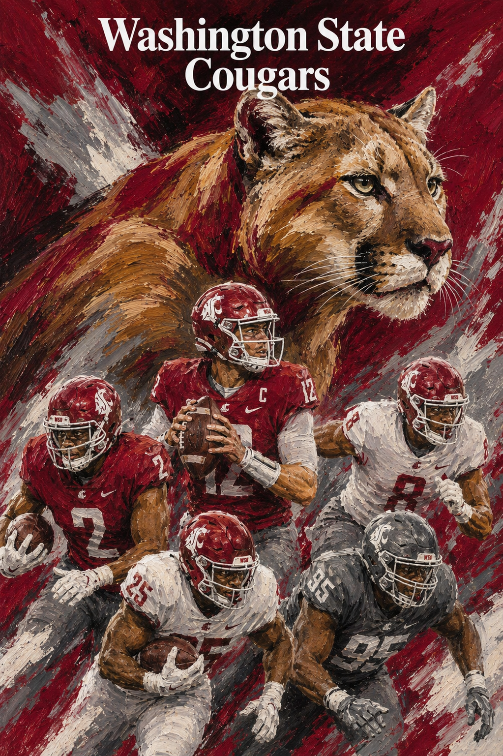 Washington State Cougars Football Cougar Action Art Poster